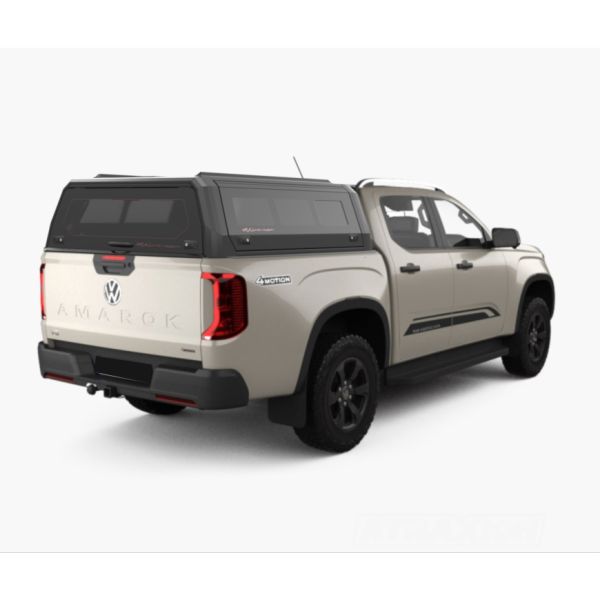 Hardtop Aluminium Rhinoman Xpedition for Volkswagen Amarok Double Cab (23-) in Matt Black -lift-up panels & lift up rear window
