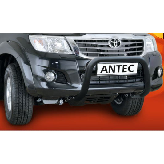 Antec inox in matt black coating bullbar 70mm for Hilux (12-15) -EU -cert