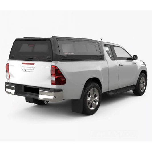 Hardtop Aluminium Rhinoman Xtreme for Toyota Hilux Extra Cab (EC) (16-) in Matt Black -lift-up windows & lift up rear window