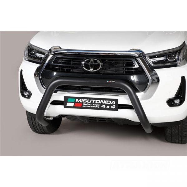 Misutonida inox in black coating bullbar 76mm for Hilux (21-) -EU -cert