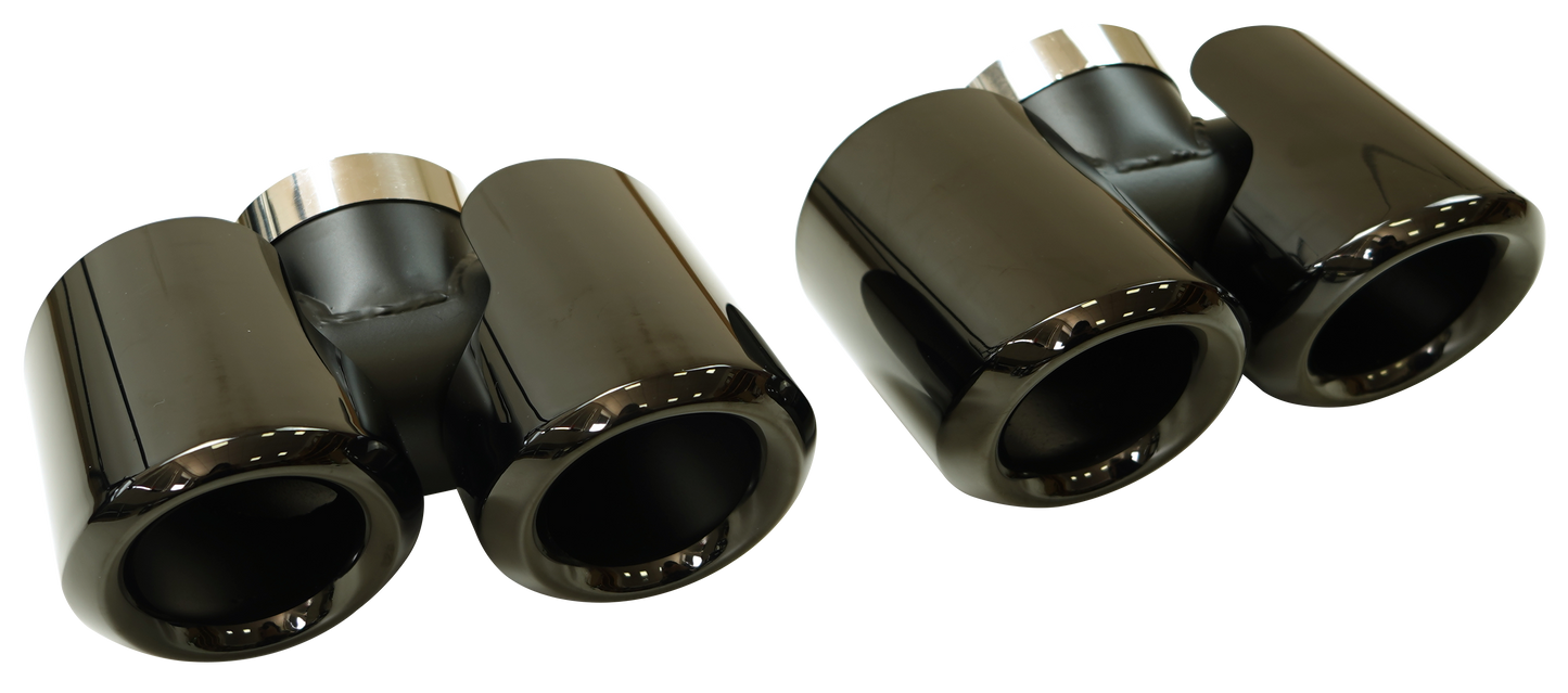 Tail Throat Round Exhaust tips in Gloss Black Stainless Steel for Land Rover Defender 90/110 (2020-present)