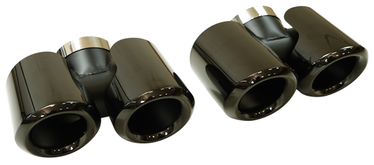 Tail Throat Round Exhaust tips in Gloss Black Stainless Steel for Land Rover Defender 90/110 (2020-present)