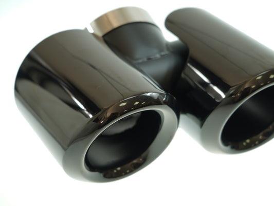 Tail Throat Round Exhaust tips in Gloss Black Stainless Steel for Land Rover Defender 90/110 (2020-present)