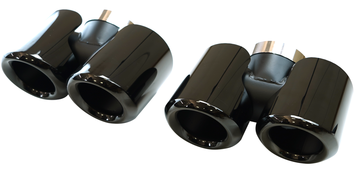 Tail Throat Round Exhaust tips in Gloss Black Stainless Steel for Land Rover Defender 90/110 (2020-present)