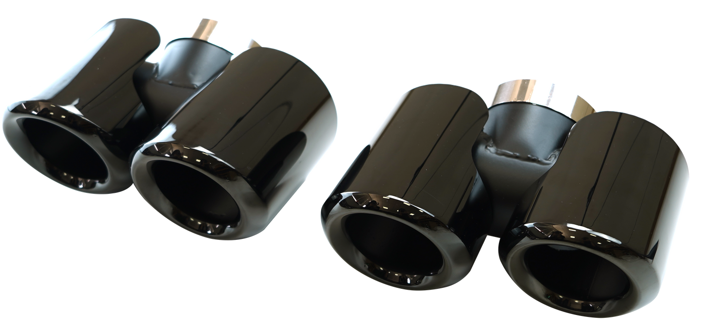Tail Throat Round Exhaust tips in Gloss Black Stainless Steel for Land Rover Defender 90/110 (2020-present)
