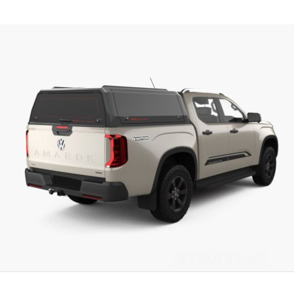 Hardtop Aluminium Rhinoman Xpedition for Volkswagen Amarok Double Cab (23-) in Matt Black -lift-up panels & lift up rear window