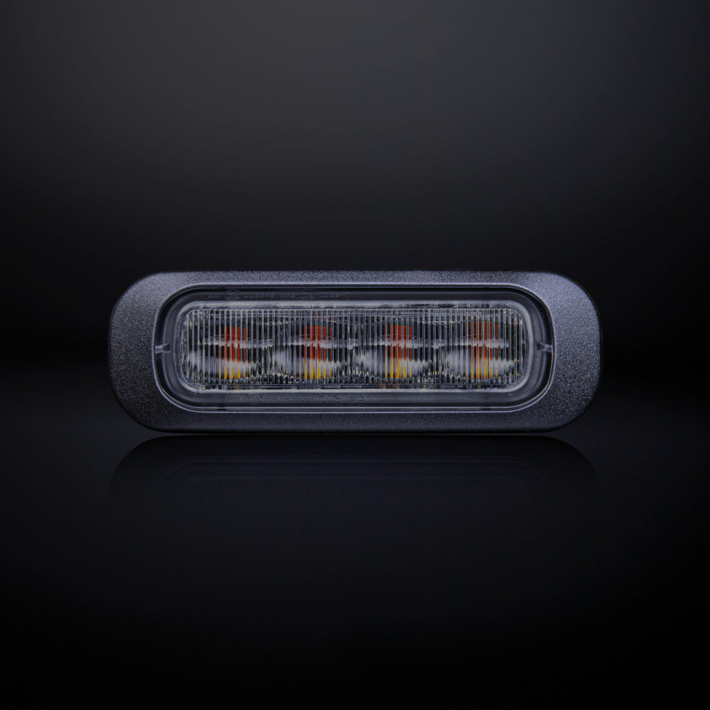 LAMPE STROBOSCOPIQUE DARK KNIGHT AMBRE 4 LED LENTILLE FONCÉE