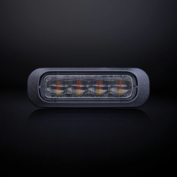 LAMPE STROBOSCOPIQUE DARK KNIGHT AMBRE 4 LED LENTILLE FONCÉE