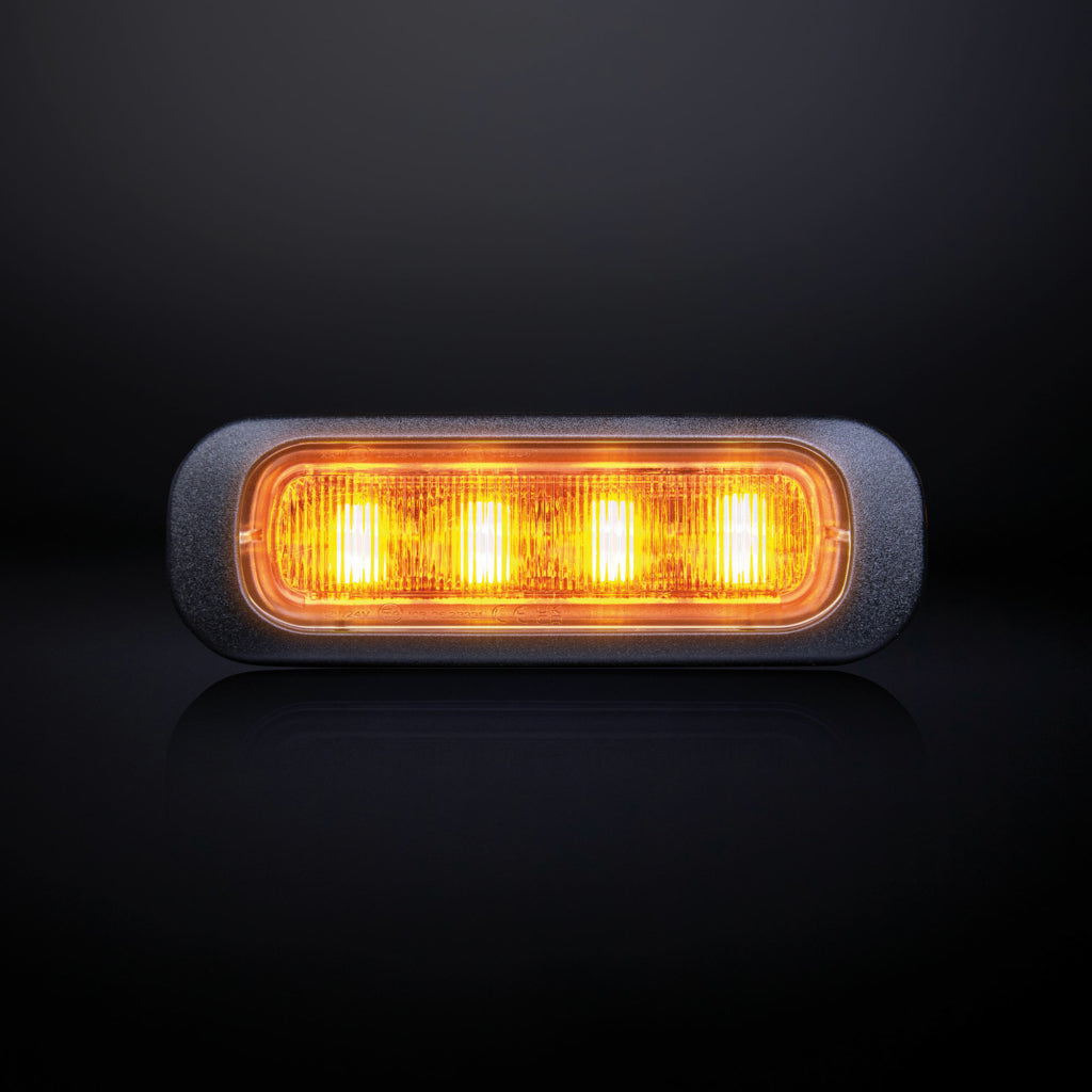 LAMPE STROBOSCOPIQUE DARK KNIGHT AMBRE 4 LED LENTILLE FONCÉE