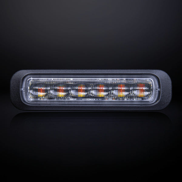 LAMPE STROBOSCOPIQUE DARK KNIGHT AMBRE 6 LED LENTILLE TRANSPARENTE