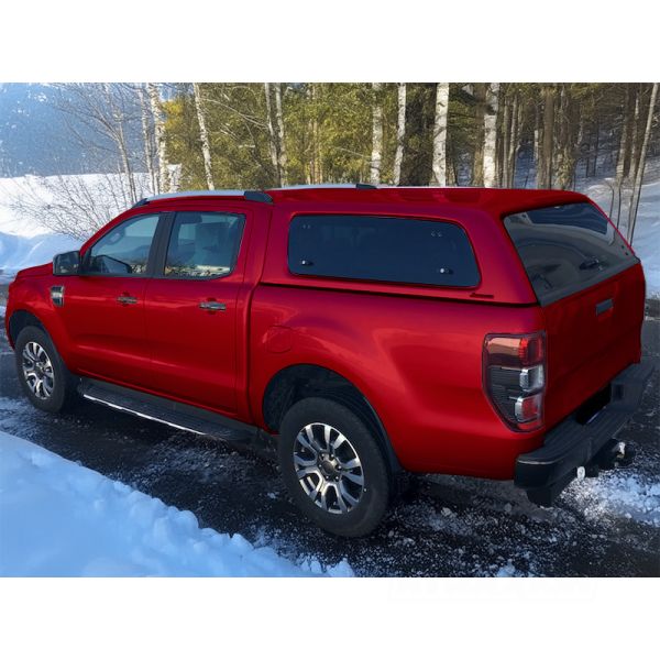 Hardtop Aeroklas Stylish for Ford Ranger Double Cab (2012 - 22) in PN4GM agate black -Pop-out side windows -with central locking