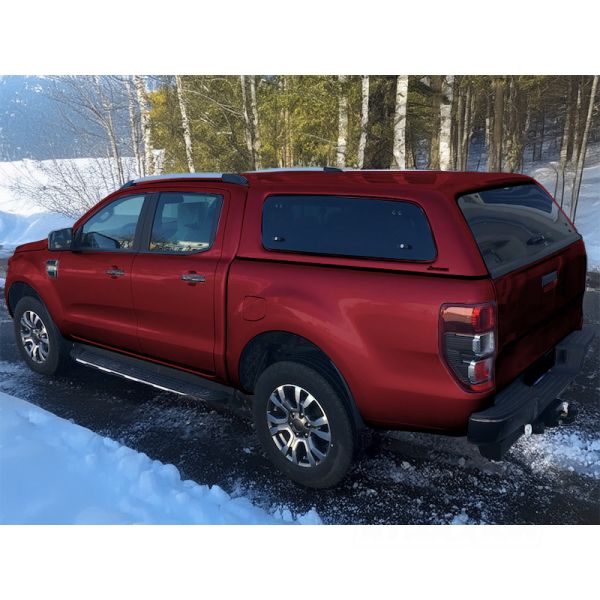Hardtop Aeroklas Stylish for Ford Ranger Double Cab (2012 - 22) in PMECS copper red -Pop-up side window -with central locking