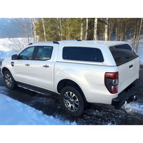 Hardtop Aeroklas Stylish for Ford Ranger Double Cab (2012 - 22) in PN4GM agate black -Pop-out side windows -with central locking