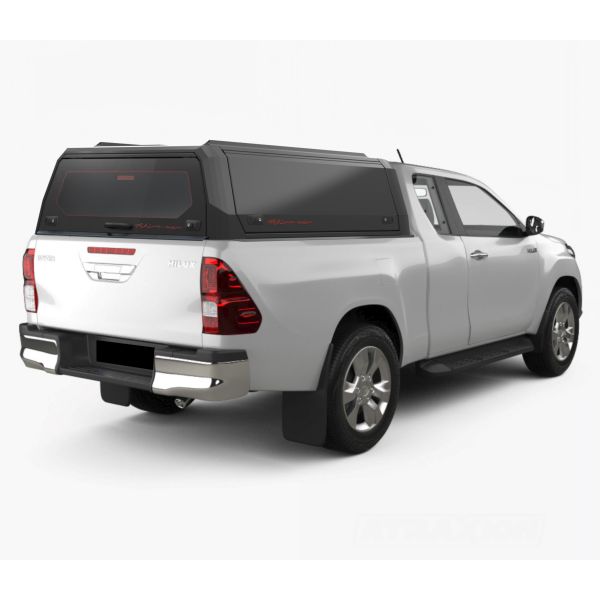 Hardtop Aluminium Rhinoman Xpedition for Toyota Hilux Extra Cab (EC) (16-) in Matt Black -lift-up panels & lift up rear window