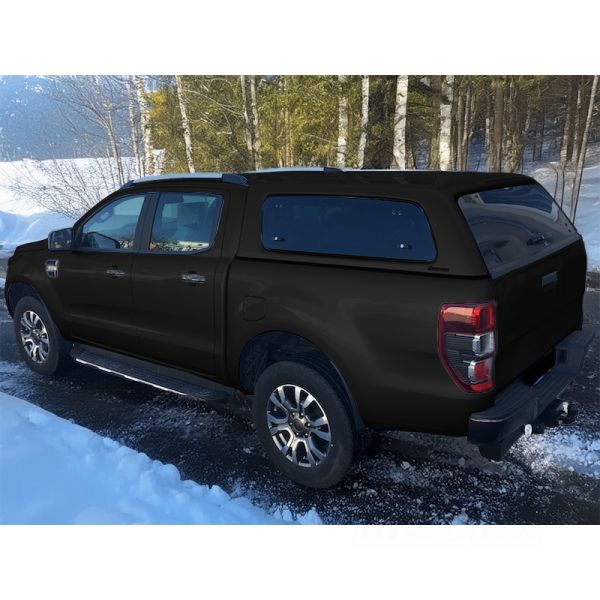 Hardtop Aeroklas Stylish for Ford Ranger Double Cab (2012 - 22) in PN4GM agate black -Pop-out side windows -with central locking