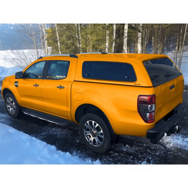 Hardtop Aeroklas Stylish for Ford Ranger Double Cab (2012 - 22) in PN4GM agate black -Pop-out side windows -with central locking
