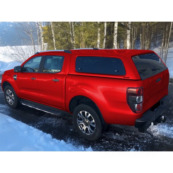 Hardtop Aeroklas Stylish for Ford Ranger Double Cab (2012 - 22) in PMECS copper red -Pop-up side window -with central locking