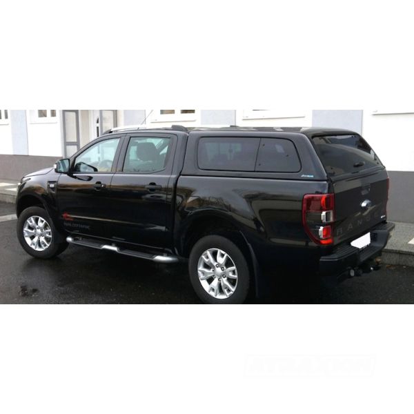 Hardtop Aeroklas Stylish for Ford Ranger Double Cab (2012 - 22) in PN4GM agate black -Pop-out side windows -with central locking