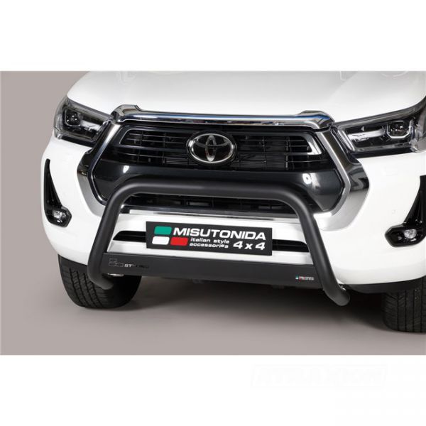 Misutonida inox in black coating bullbar with crossbar 63mm for Hilux (21-) DC/EC -EU -cert
