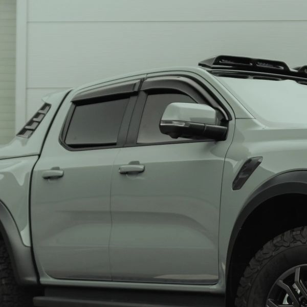 Trux dark smoke winddeflectors for Ford & VW Ranger/Raptor 19- & 23- + Amarok (23-) (front+rear)