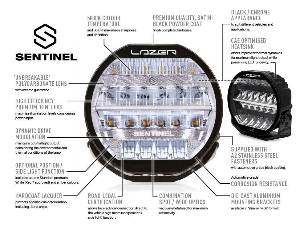 Sentinel 9'' met positielicht (chroom)